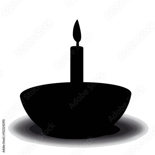 Silhouette of candle being lit against white background, lighting concept