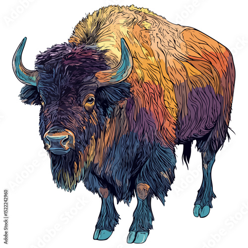 buffalo, animal, vector, transparent background, cattle, isolated, mammal, cute, nature, agriculture, livestock, farm