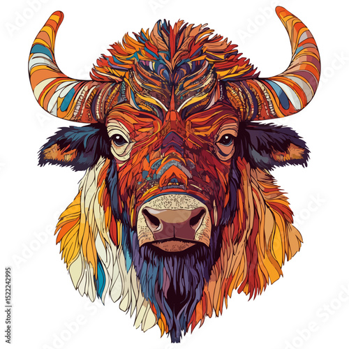 buffalo, animal, vector, transparent background, cattle, isolated, mammal, cute, nature, agriculture, livestock, farm