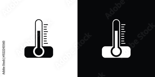 Two Thermometer Icons on Black and White Backgrounds Indicating Temperature Measurement Tool Symbol