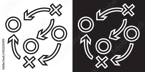 Soccer game strategy and tactic plan icon.  vector illustration .EPS 10/AI