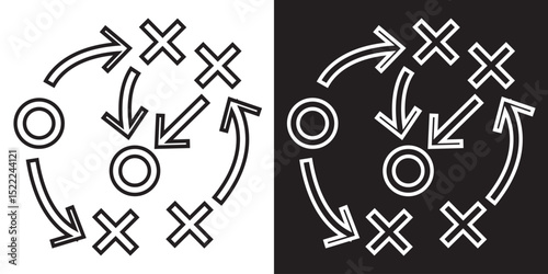 Soccer game strategy and tactic plan icon.  vector illustration .EPS 10/AI