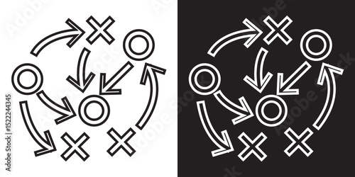 Soccer game strategy and tactic plan icon.  vector illustration .EPS 10/AI
