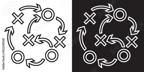 Soccer game strategy and tactic plan icon.  vector illustration .EPS 10/AI