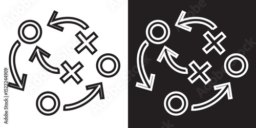 Soccer game strategy and tactic plan icon.  vector illustration .EPS 10/AI