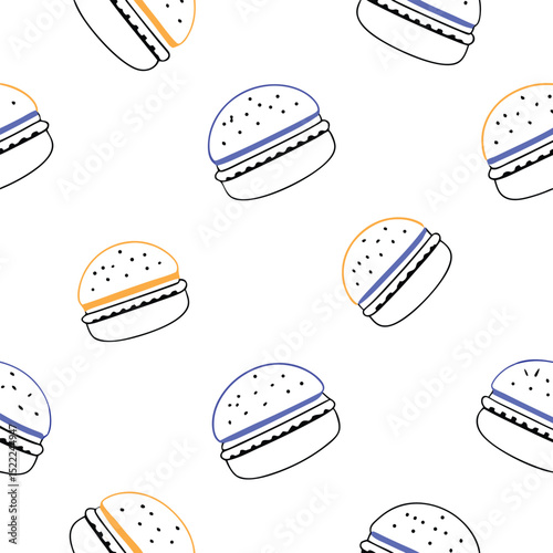 Burger Seamless Pattern – Fun Fast Food Background with Repeating Hamburger Design