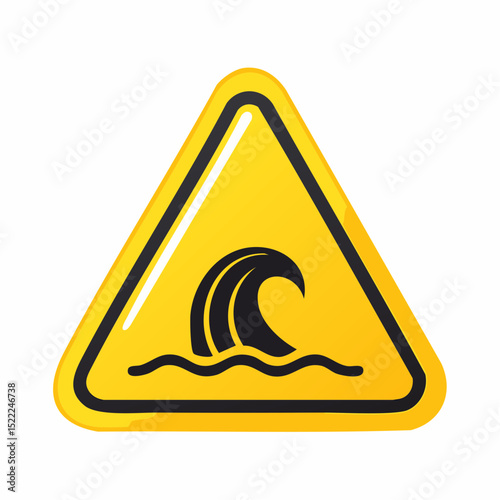 Vector alert sign for tsunami-prone coastal regions