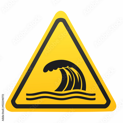 Vector alert sign for tsunami-prone coastal regions