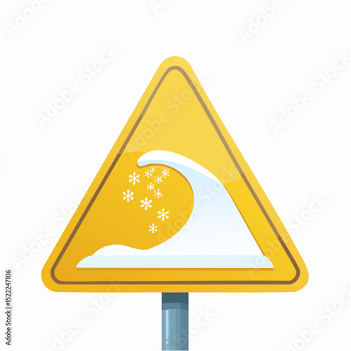 Vector hazard warning sign for avalanche zones