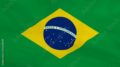 Waving Brazil Flag in the Wind – 4K Slow Motion Footage. 

