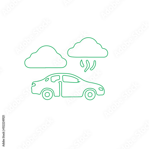 A car under rain clouds simple line drawing design