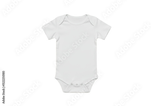 Isolated Baby White Bodysuit Clothing Garment in Transparent Background