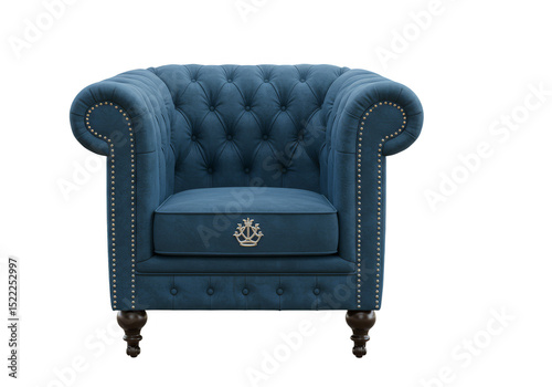 Isolated Blue Armchair With Transparent Background for Luxury Interior
