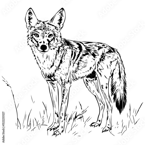 jackal, animal, vector, transparent background, mammal, isolated, nature, wild animal, wildlife, wolf, wild, canine, carnivore, predator