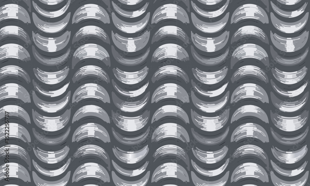 Textured Crescent Waves: Dark Grey Industrial Pattern