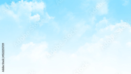 Blue sky background with white cloud in sunny day.  Beautiful sky with clouds. Nature composition. Place for text