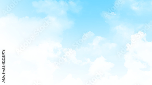 Blue sky background with white cloud in sunny day.  Beautiful sky with clouds. Nature composition. Place for text