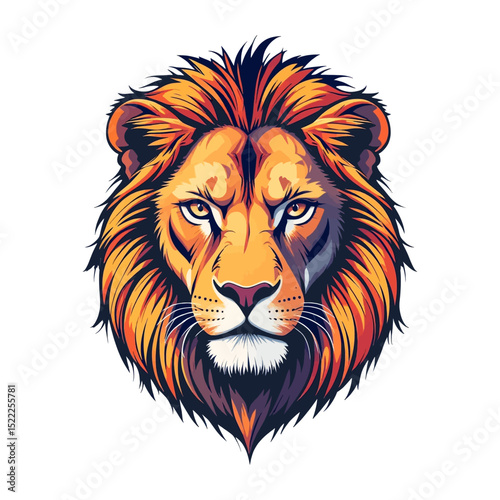 Majestic lion head, a vibrant vector illustration