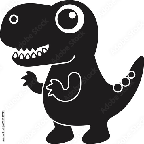 Cartoonish T-Rex Dinosaur Silhouette with Friendly Design – Playful and Simple Style
