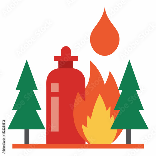 Forest Fire Suppression Equipment Icon illustration Transparent Background