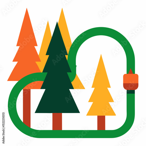 Forest Fire Suppression Hose Icon illustration Cutout