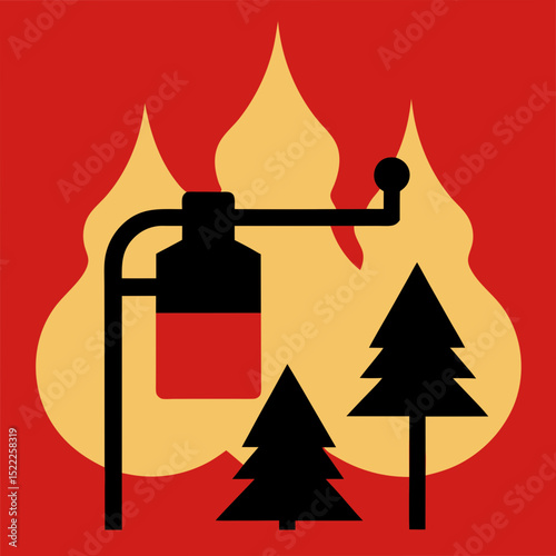 Forest Fire Suppression System Icon illustration Cutout