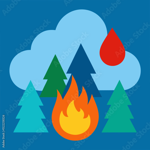 Forest Fire Weather Forecast Icon illustration Isolated