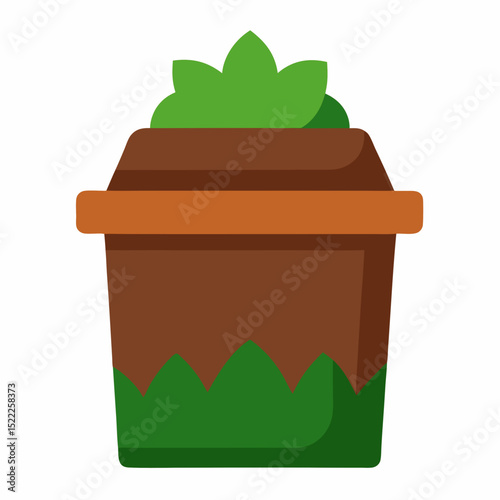 Full Compost Bin illustration Cutout Dark Soil