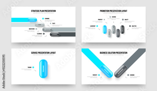 Financial Campaign 4 5 1 2 Option Infographic Slide Template Set. Advertising Forecast Four Five One Two Element Diagram Frame Design Vector Illustration Bundle.