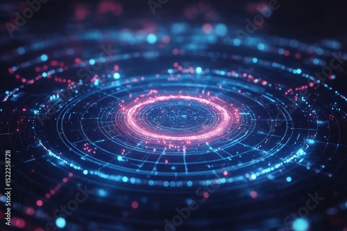 Wallpaper Mural Circular digital network pattern with glowing lines and points. Torontodigital.ca