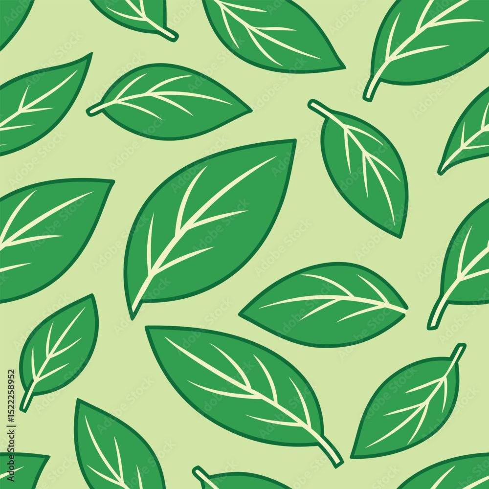 Fototapeta premium Leaf Seamless Pattern – Natural Botanical Background with Repeating Foliage Design