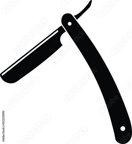 Straight Razor Silhouette Icon – Minimalist Black Cut-Throat Razor Design
