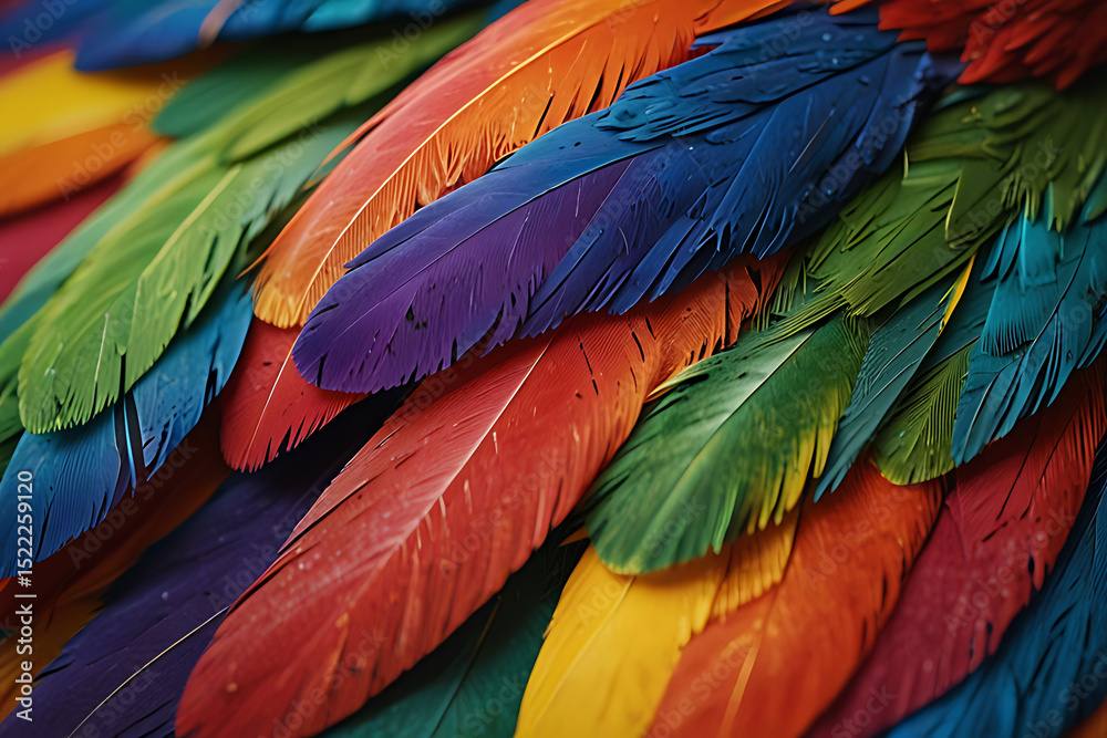 Fototapeta premium Blue and yellow macaw showing colorful feathers in a tropical setting.