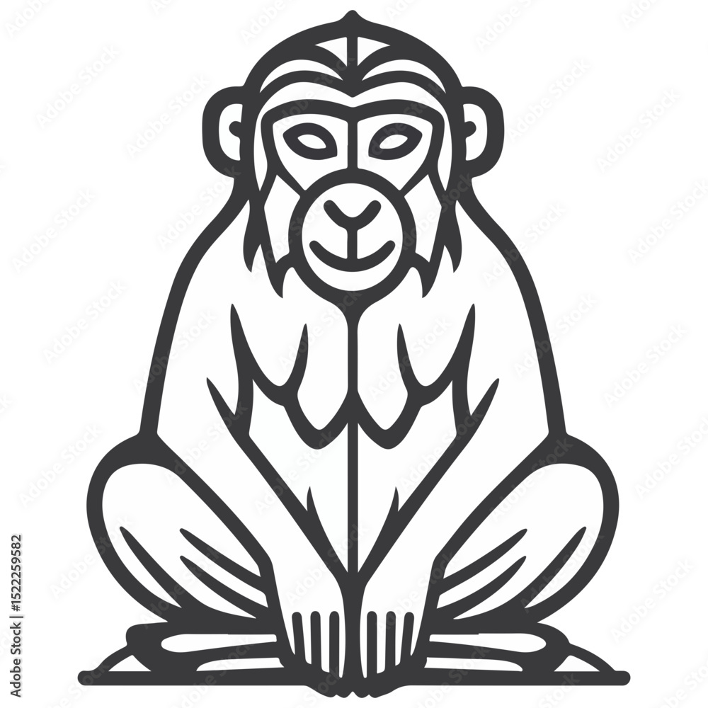 Obraz premium macaque, animal, vector, transparent background, mammal, symbol, wildlife, cute, zoo, nature, isolated, jungle, asia, icon