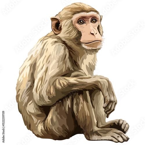 macaque, animal, vector, transparent background, mammal, symbol, wildlife, cute, zoo, nature, isolated, jungle, asia, icon