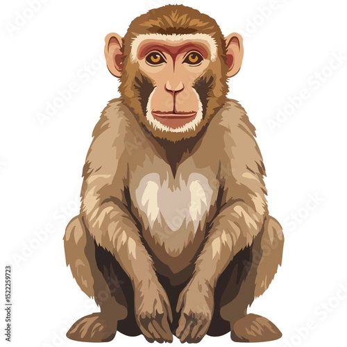 macaque, animal, vector, transparent background, mammal, symbol, wildlife, cute, zoo, nature, isolated, jungle, asia, icon