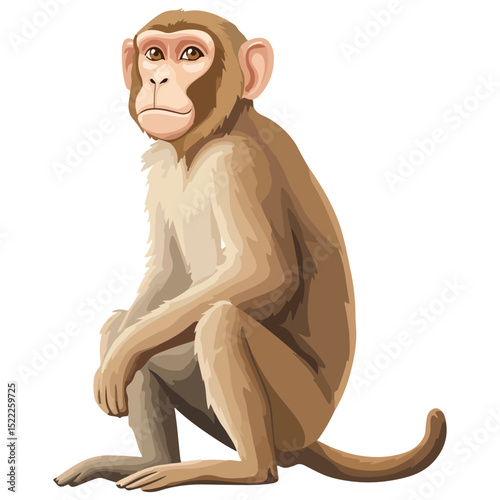 macaque, animal, vector, transparent background, mammal, symbol, wildlife, cute, zoo, nature, isolated, jungle, asia, icon