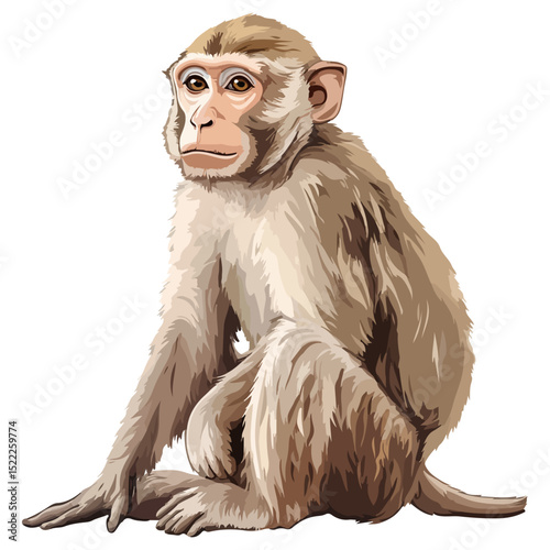 macaque, animal, vector, transparent background, mammal, symbol, wildlife, cute, zoo, nature, isolated, jungle, asia, icon