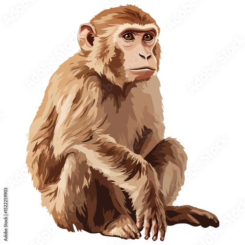 macaque, animal, vector, transparent background, mammal, symbol, wildlife, cute, zoo, nature, isolated, jungle, asia, icon