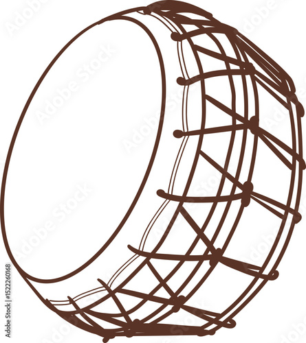 Buk korean music instruement outline style clipart
