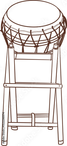 buk with stand korean music instruement outline style clipart
