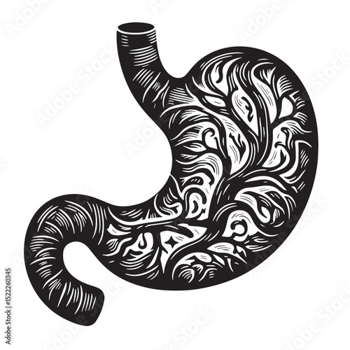 Stylized Human Stomach with Organic Patterns