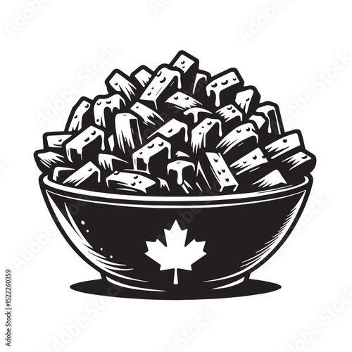 Poutine Bowl with Cheese Curds and Gravy, Canadian Maple Leaf