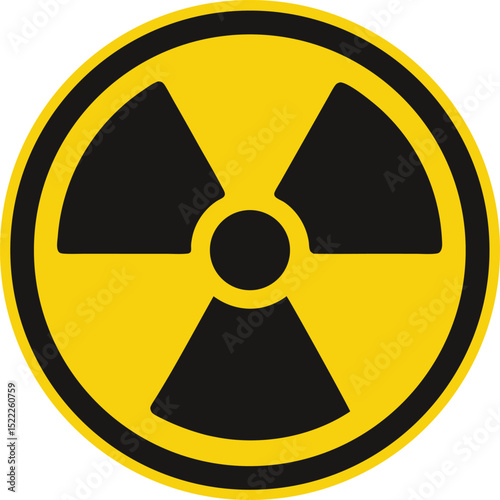 Radiation Symbol Icon – Black Trefoil on Yellow Circle Background Representing Radioactivity