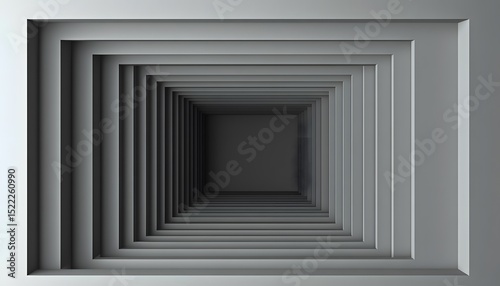 Receding square shapes create a perspective effect.