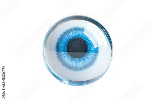 Realistic blue eye eyeball iris pupil cornea vision sight health medical ophthalmology anatomy 3d render isolated on transparent background