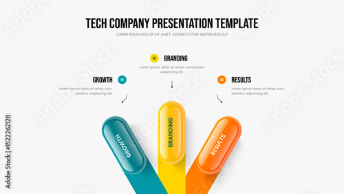 Business Showcase Presentation Design Vector Illustration. Modern Proposal 3 Step Diagram Frame Layout. Visual Review Three Element Infographic Slideshow Template.