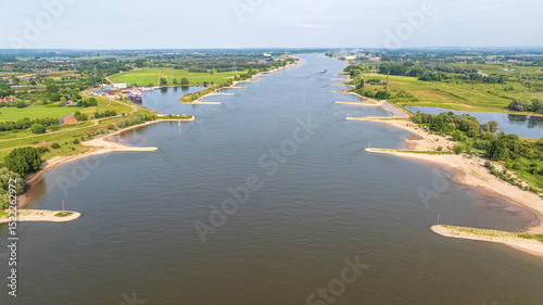 Aerial view of river Rhine in the Netherlands on a sunny day photo