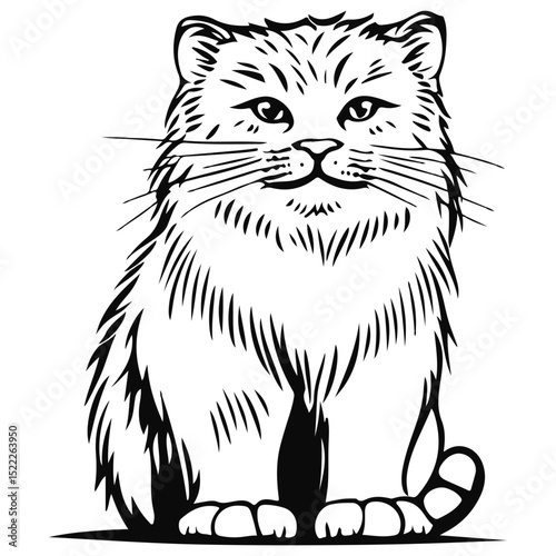 manul, animal, vector, transparent background, feline, fluffy, isolated, furry, mammal, beautiful, adorable, breed, cute, small, nature, wildlife, zoo