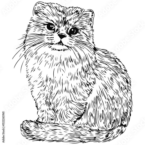 manul, animal, vector, transparent background, feline, fluffy, isolated, furry, mammal, beautiful, adorable, breed, cute, small, nature, wildlife, zoo